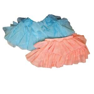 Gymboree Cinderella Blue Asymmetrical & Cherokee Peach Tiered Tutu Duo – 3–6M